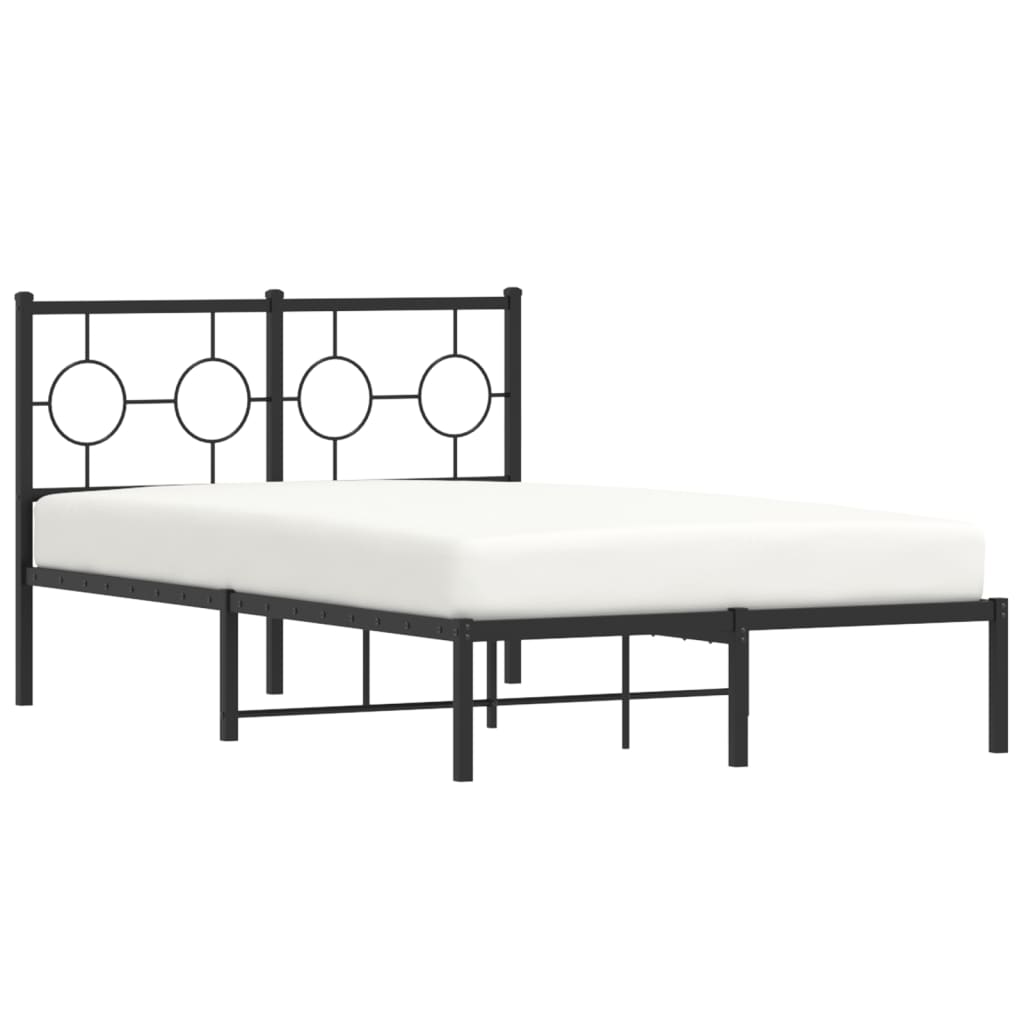 vidaXL Metal Bed Frame without Mattress with Headboard Black 120x200 cm