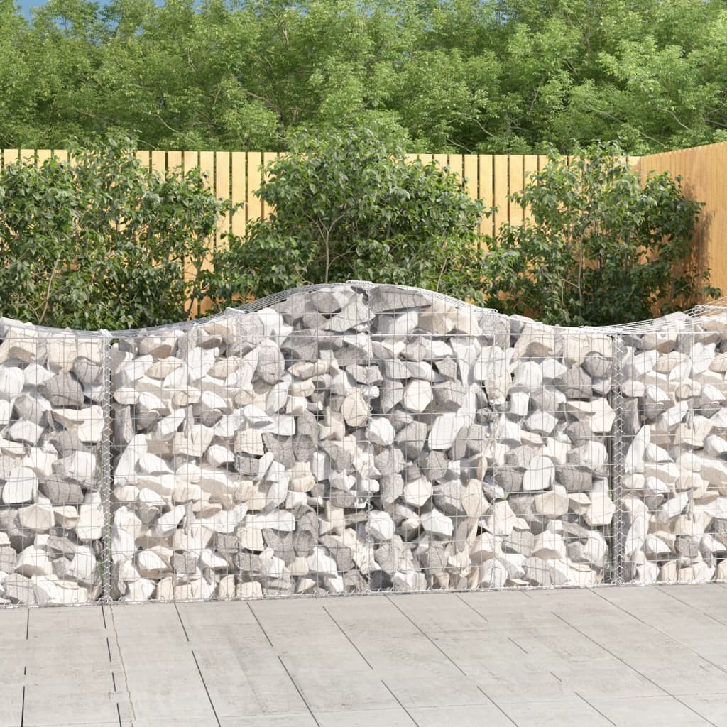 vidaXL Arched Gabion Baskets 14 pcs 200x50x100/120 cm Galvanised Iron