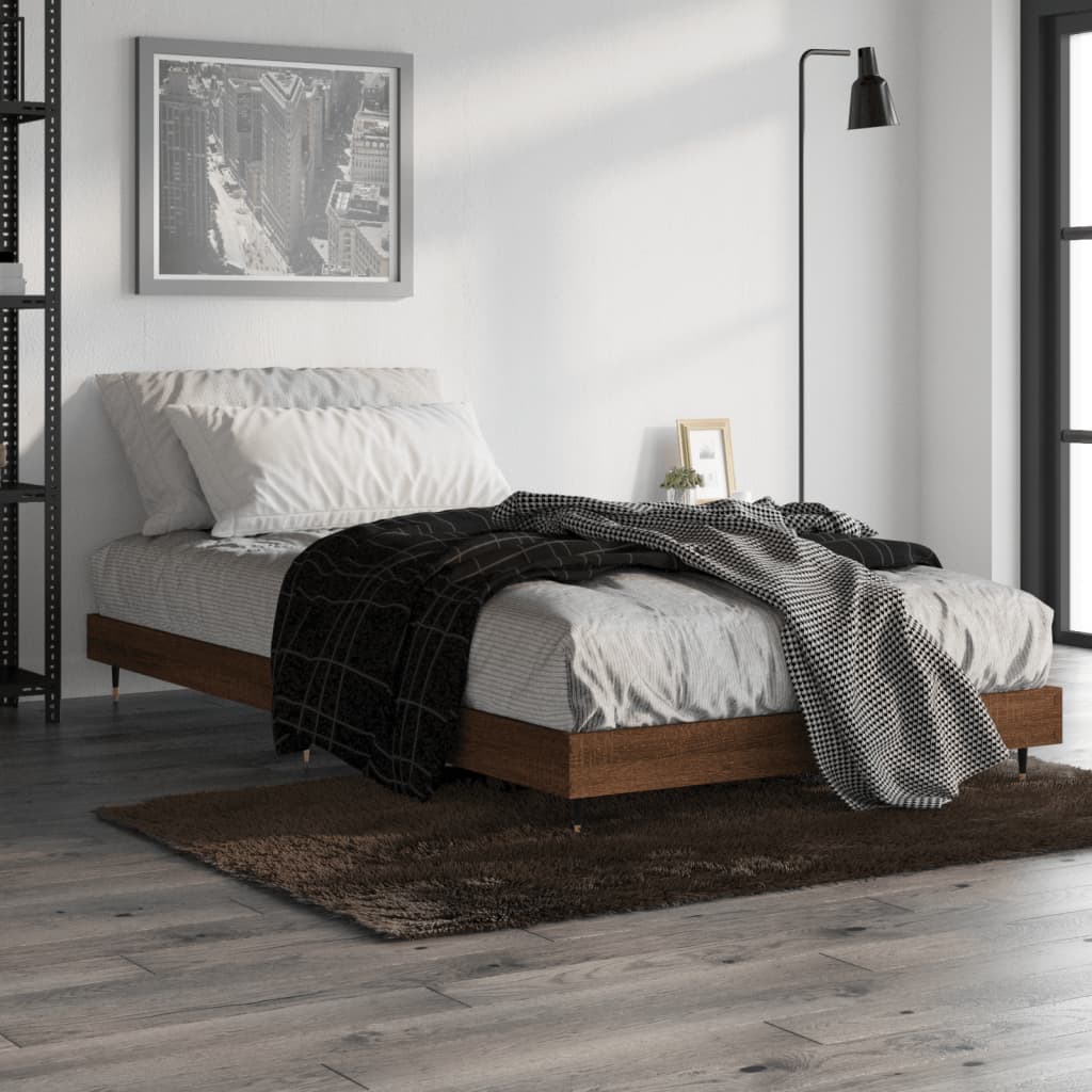 vidaXL Bed Frame without Mattress Brown Oak 100x200 cm Engineered Wood