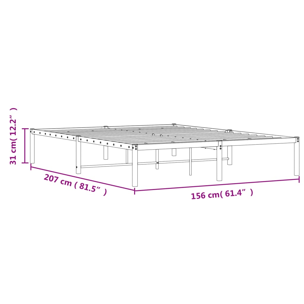 vidaXL Metal Bed Frame without Mattress White 150x200 cm King Size