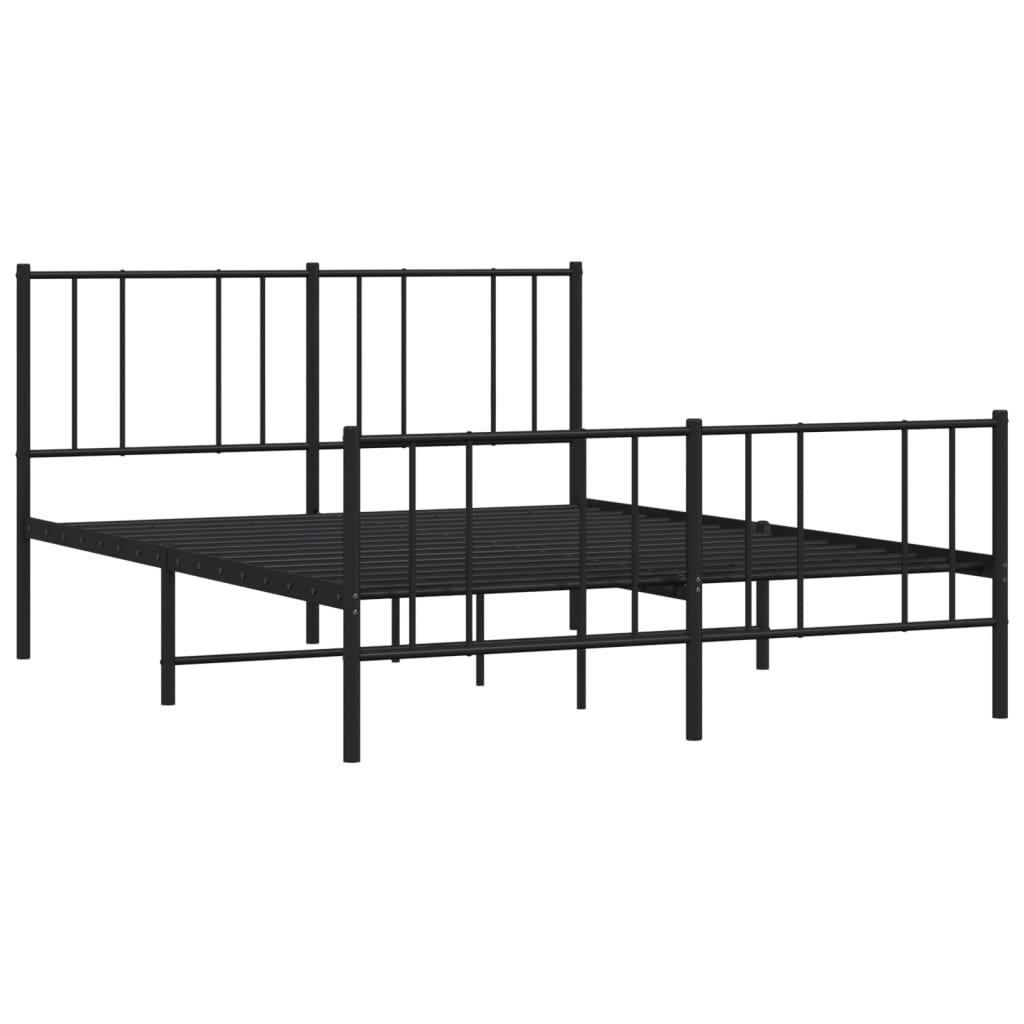 vidaXL Metal Bed Frame without Mattress with Footboard Black 140x190 cm