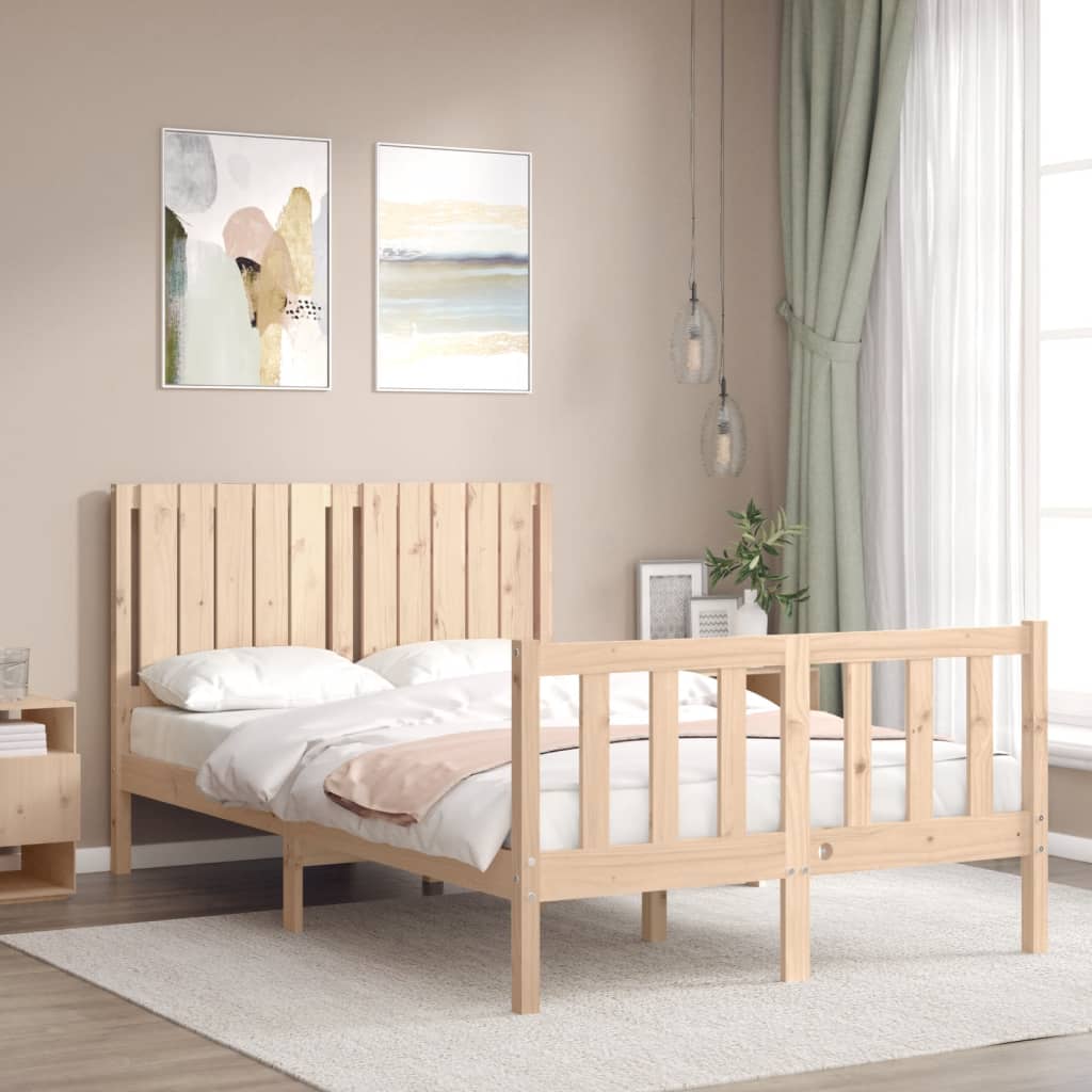 vidaXL Bed Frame without Mattress Small Double Solid Wood Pine