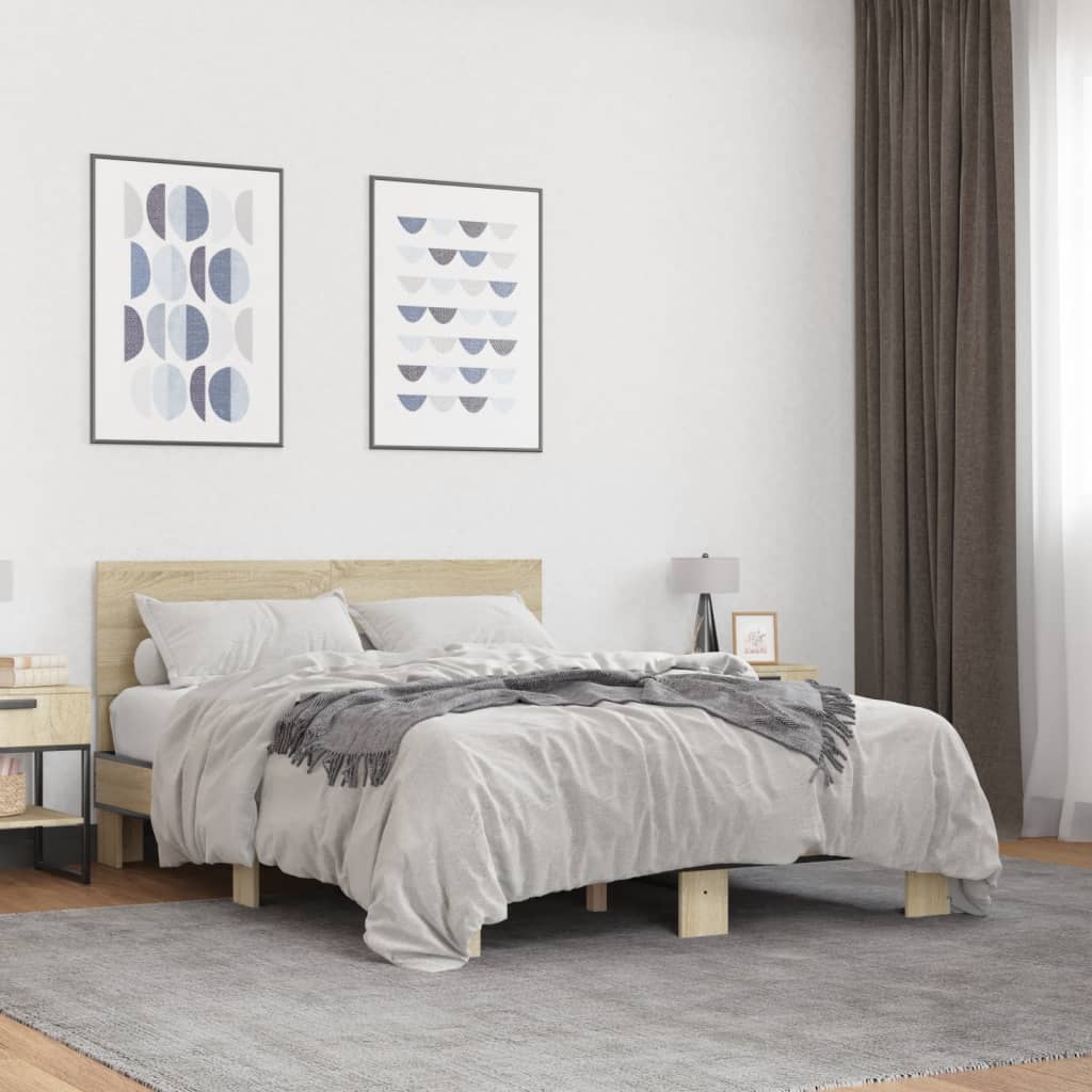 vidaXL Bed Frame without Mattress Sonoma Oak 140x200 cm