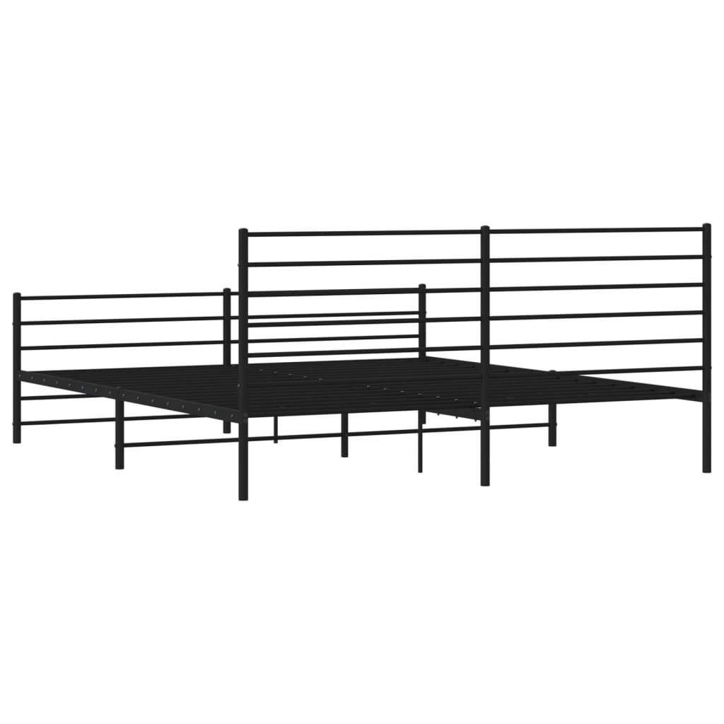 vidaXL Metal Bed Frame without Mattress with Footboard Black 200x200 cm