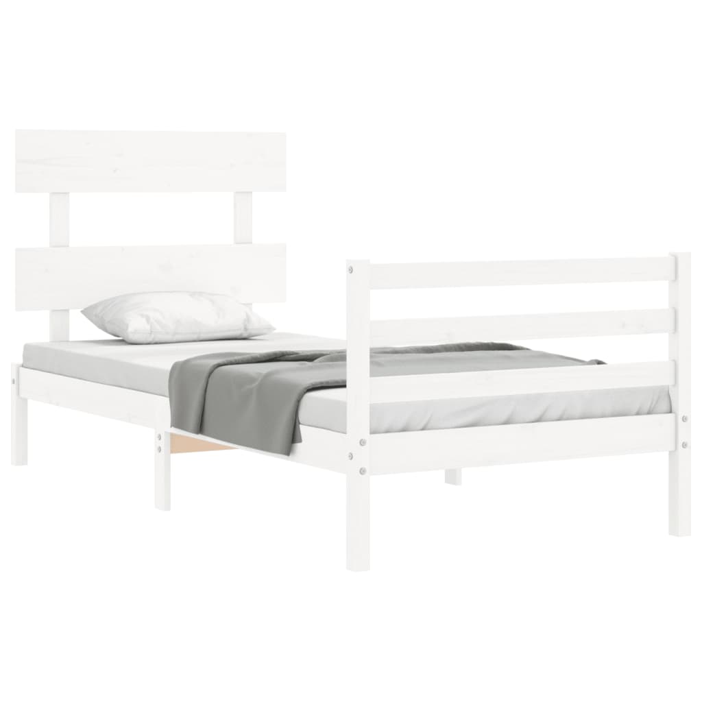 vidaXL Bed Frame without Mattress White 90x200 cm Solid Wood