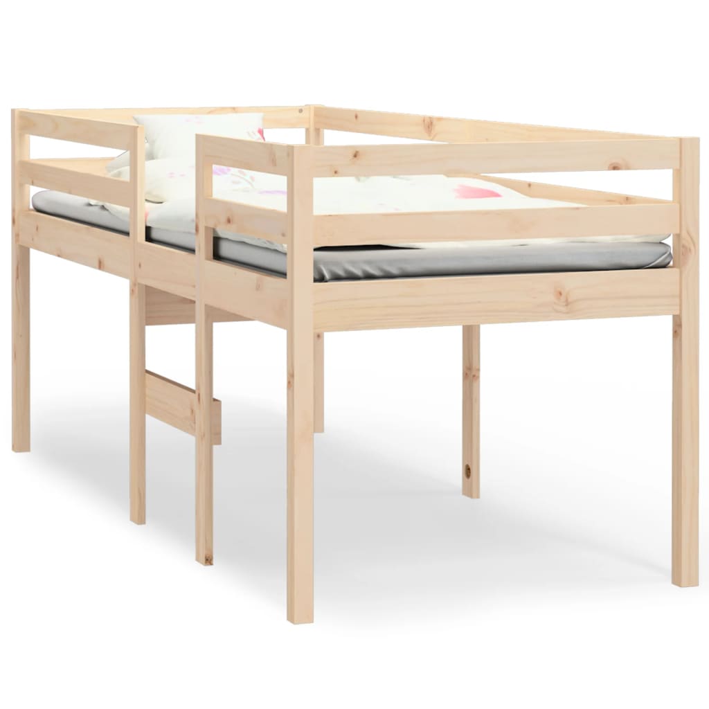 vidaXL High Sleeper Bed without Mattress 75x190 cm Small Single Solid Wood Pine