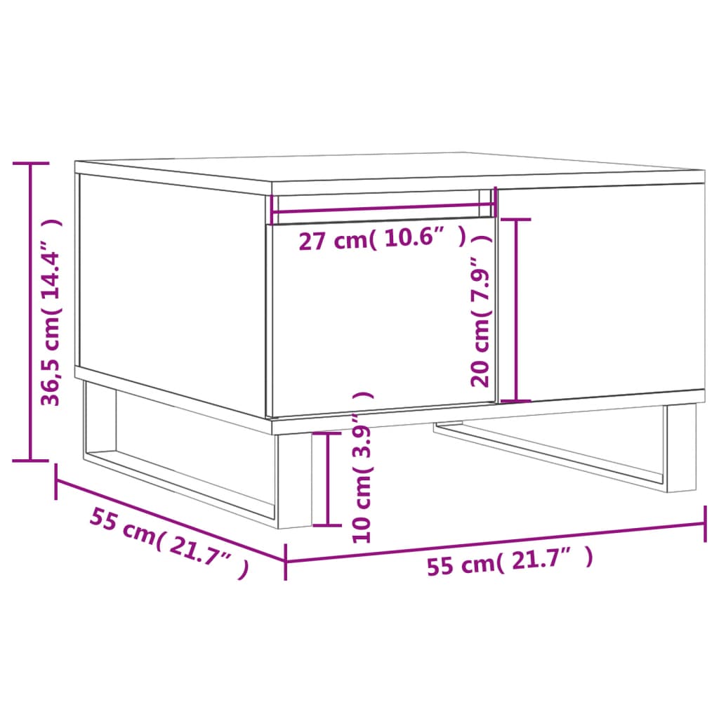 vidaXL Coffee Table Black 55x55x36.5 cm Engineered Wood