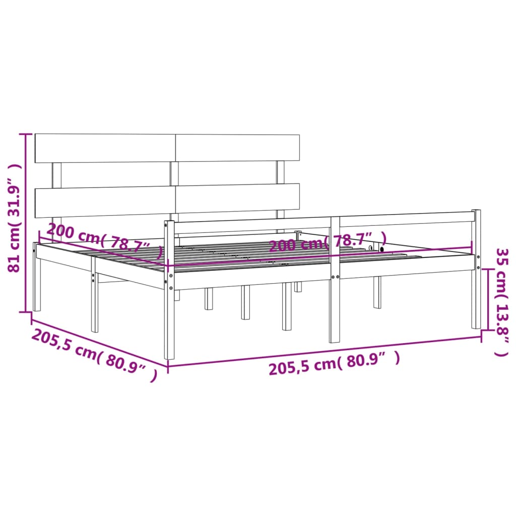 vidaXL Senior Bed without Mattress 200x200 cm Solid Wood