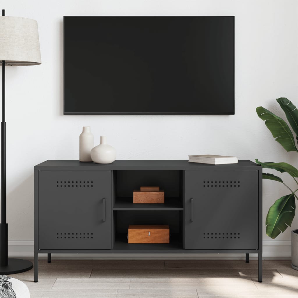 vidaXL TV Cabinet Black 100.5x39x50.5 cm Steel