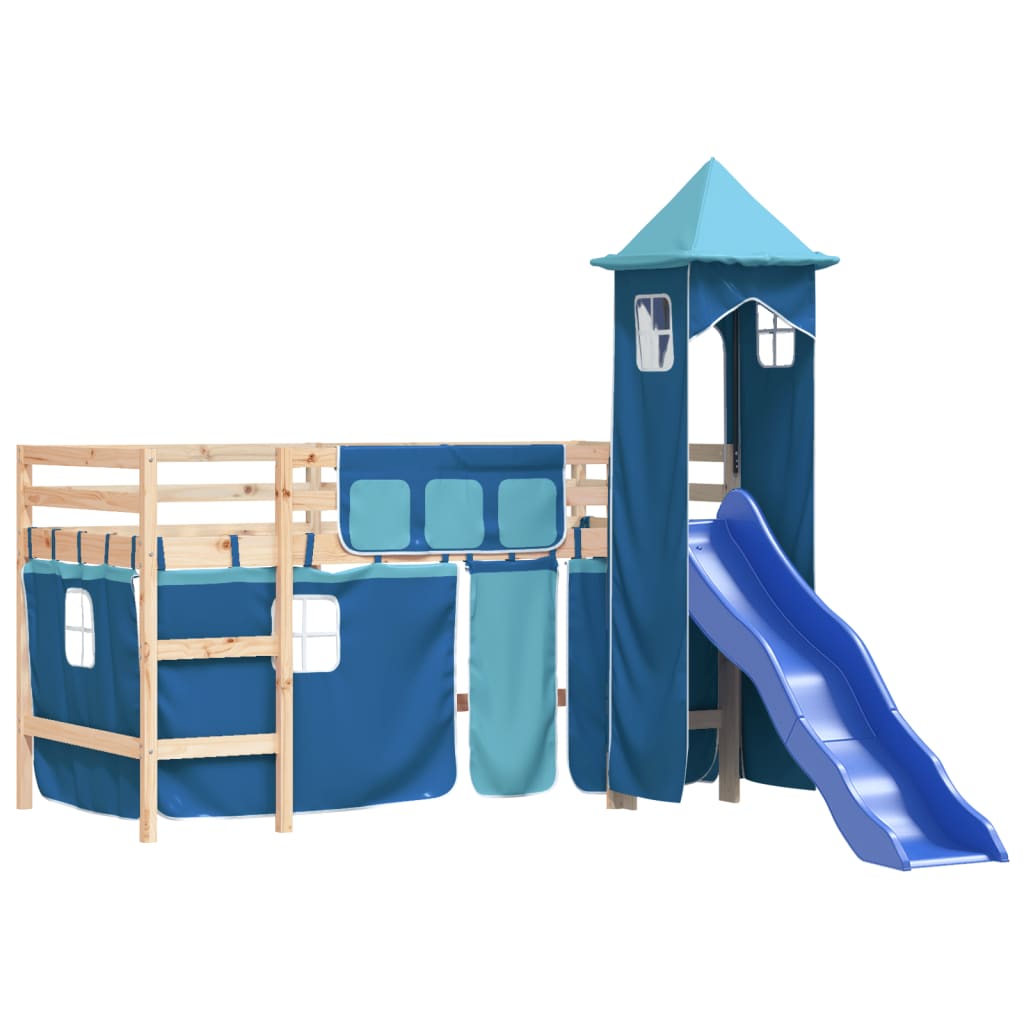 vidaXL Kids' Loft Bed with Tower without Mattress Blue 90x190 cm Single