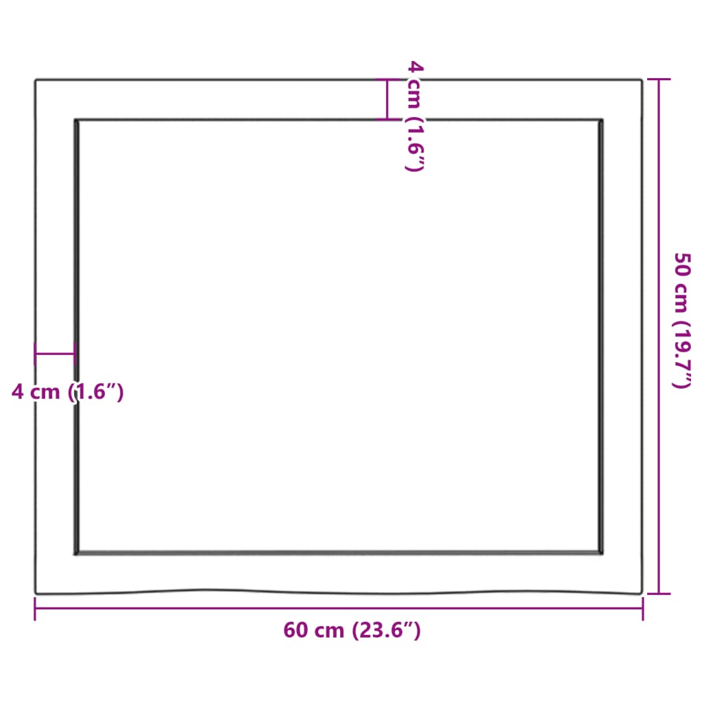 vidaXL Bathroom Countertop 60x50x(2-4) cm Untreated Solid Wood