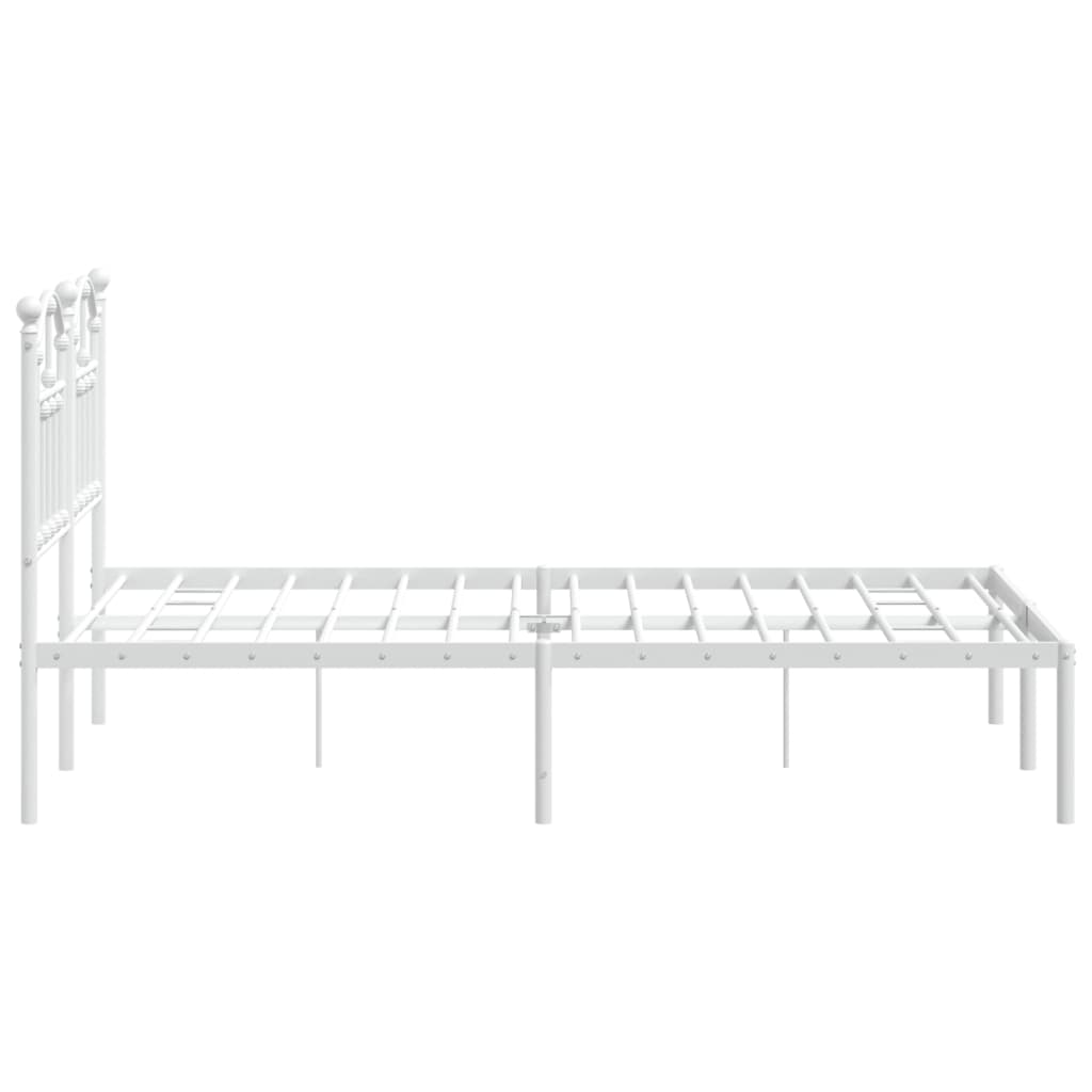 vidaXL Metal Bed Frame without Mattress with Headboard White 120x190 cm Small Double