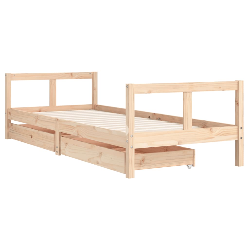 vidaXL Kids Bed Frame with Drawers 80x200 cm Solid Wood Pine