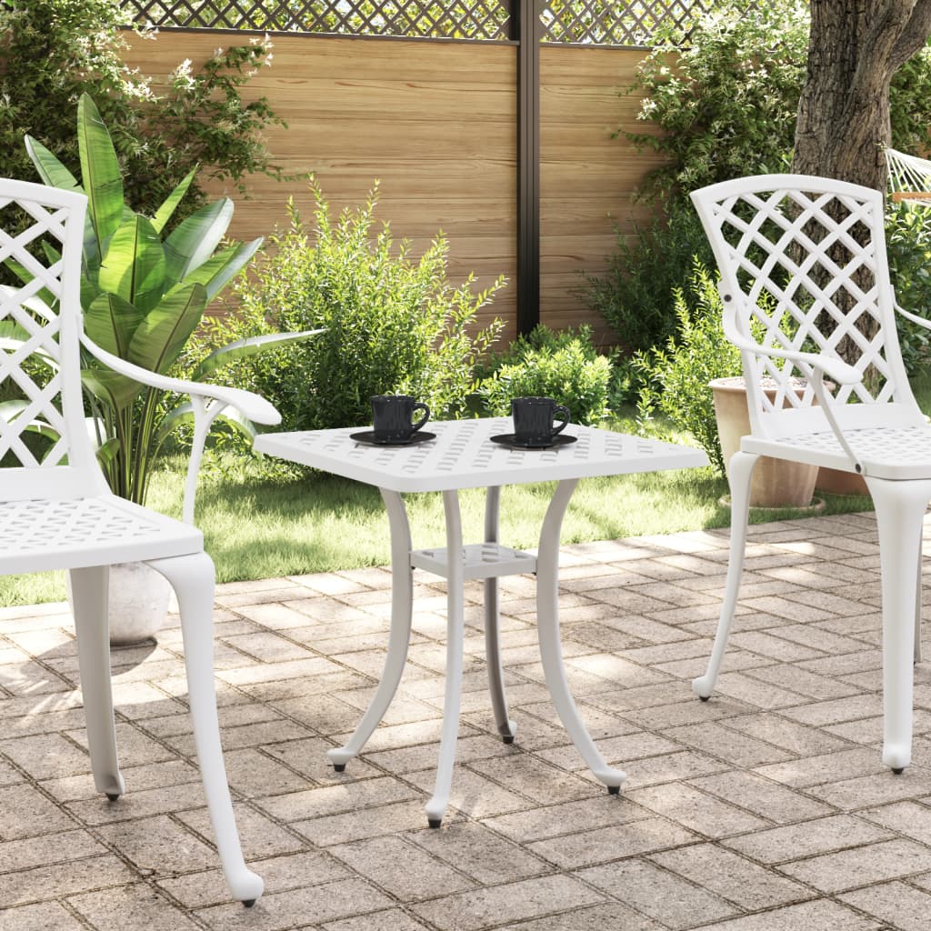 vidaXL Garden Table White 53x53x53 cm Cast Aluminium