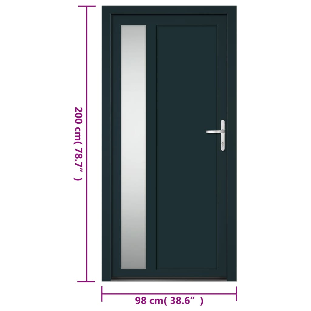 vidaXL Front Door Anthracite 98x200 cm PVC