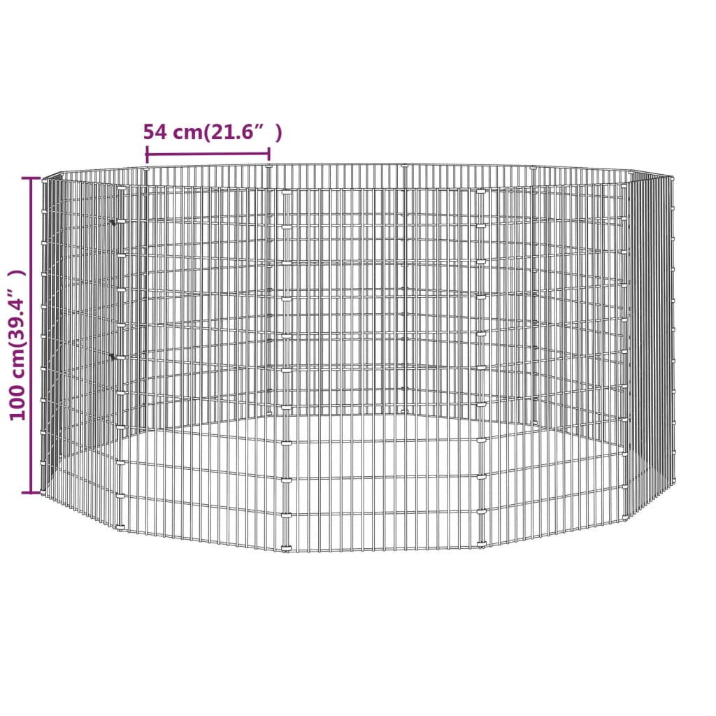 vidaXL Free Range Animal Enclosure 12-Panel 54x100 cm Galvanised Iron