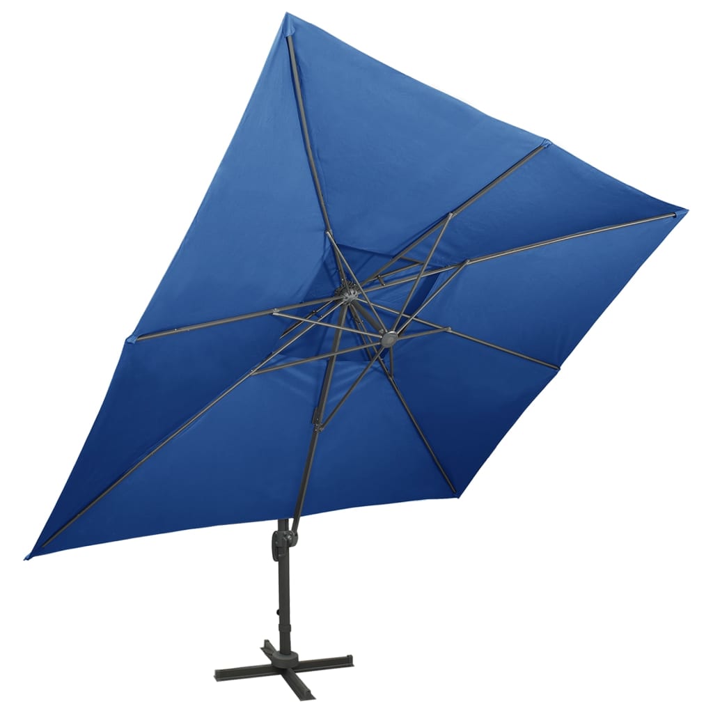 vidaXL Cantilever Garden Parasol with Double Top Azure Blue 400x300 cm