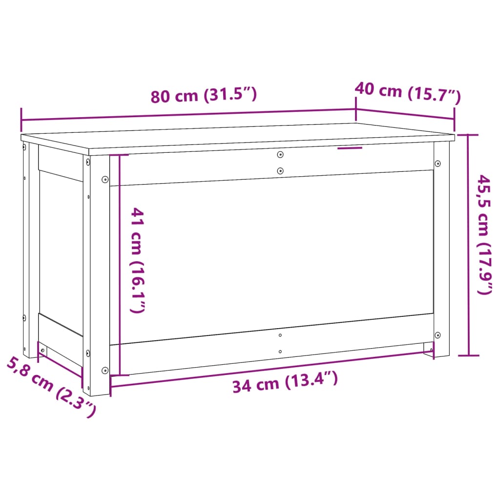 vidaXL Storage Box Honey Brown 80x40x45.5 cm Solid Wood Pine