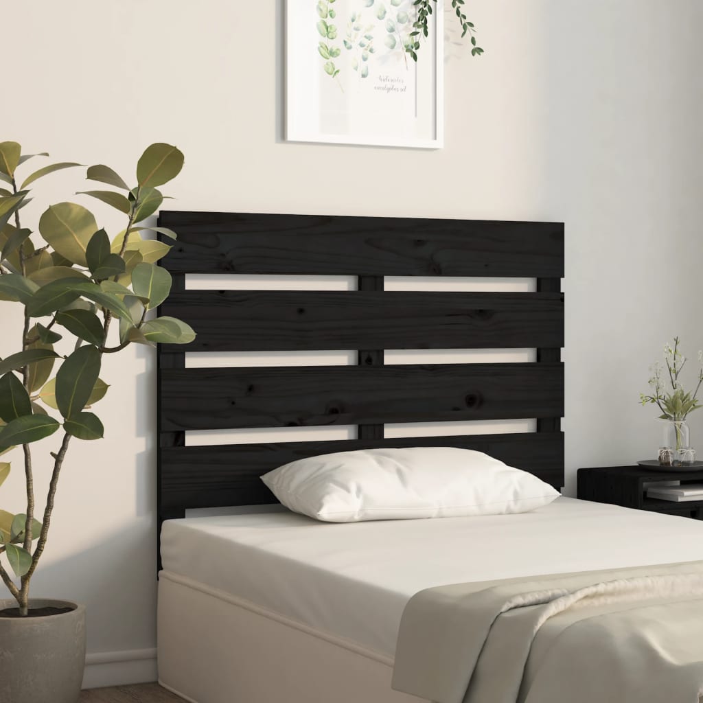 vidaXL Headboard Black 75x3x80 cm Solid Wood Pine