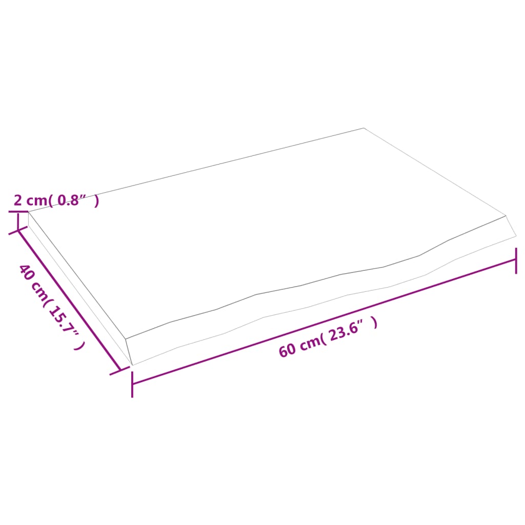 vidaXL Table Top 60x40x2 cm Untreated Solid Wood Oak