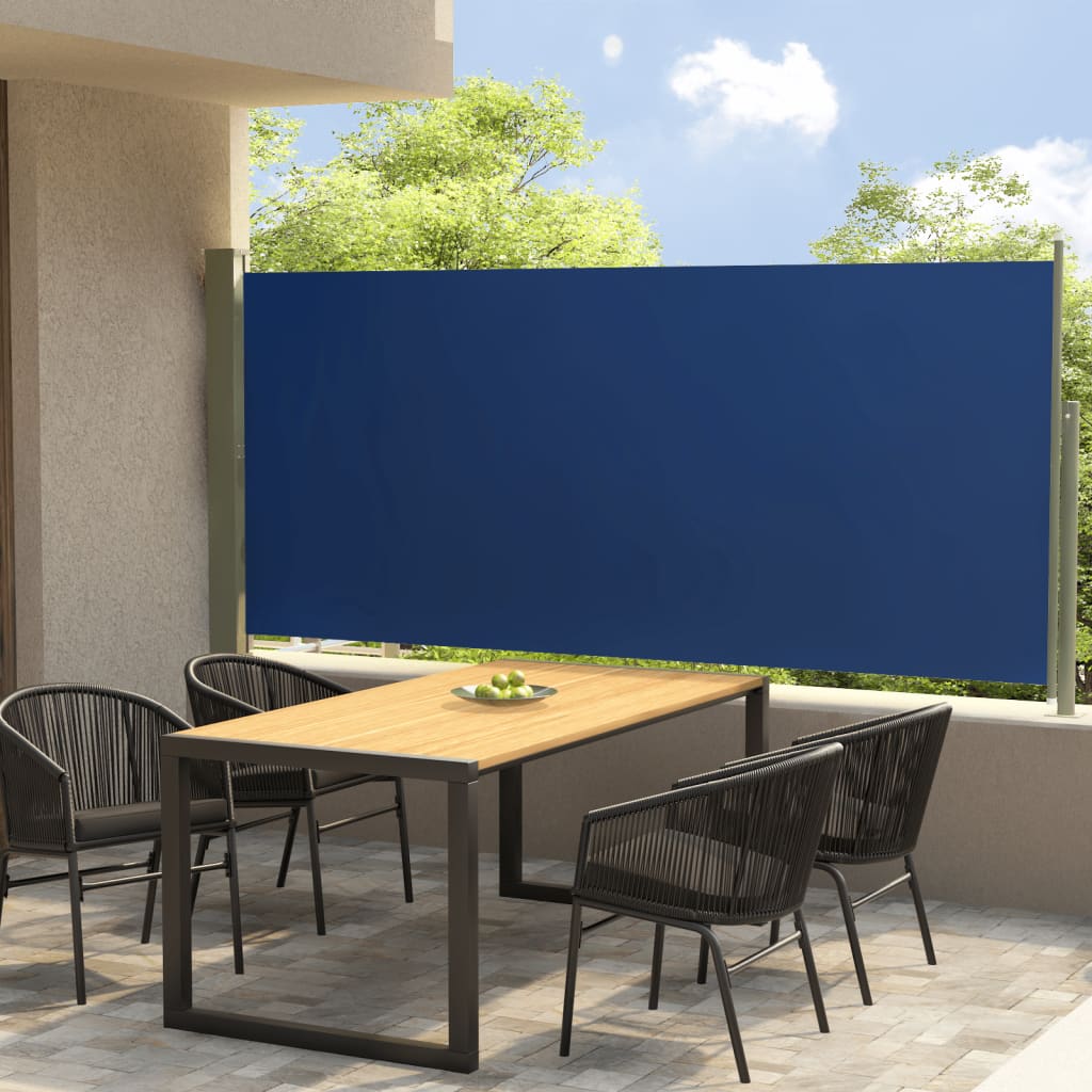 vidaXL Patio Retractable Side Awning 140x300 cm Blue