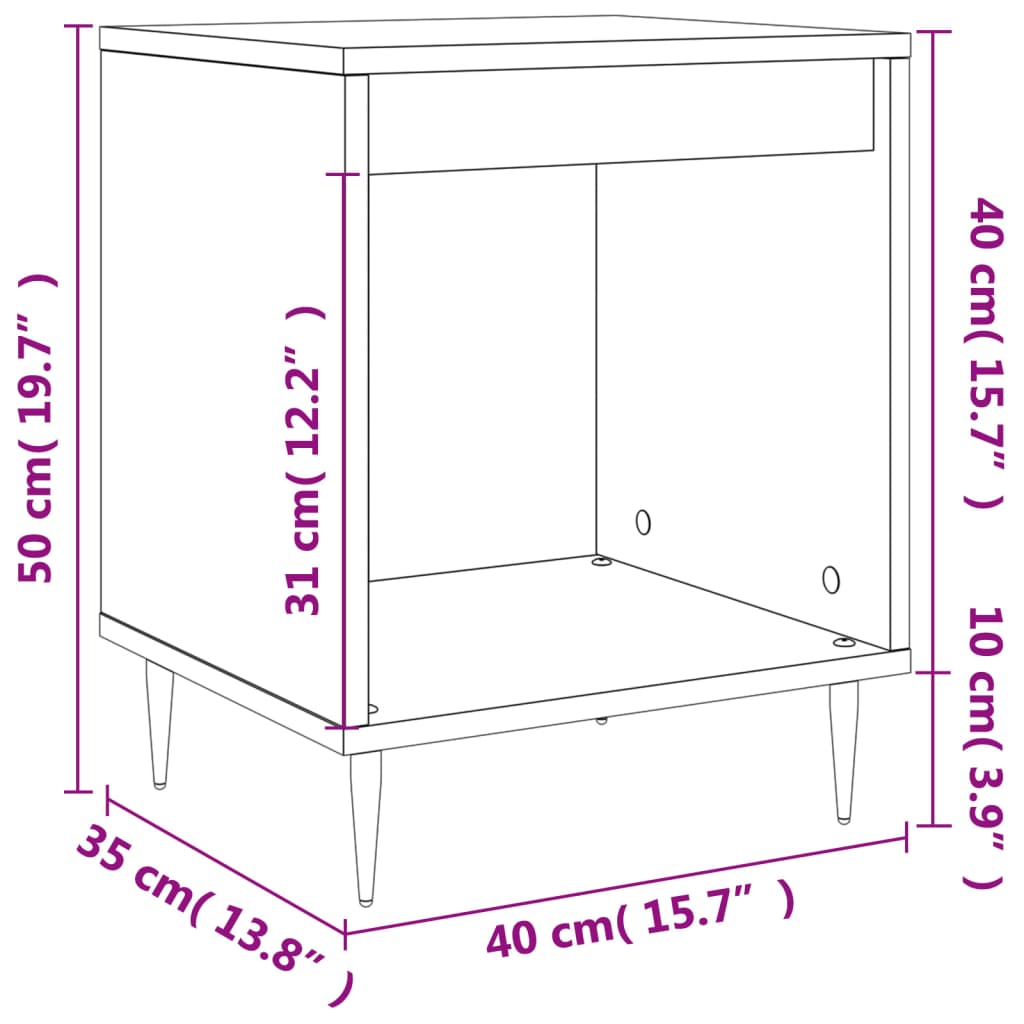 vidaXL Bedside Cabinets 2 pcs Sonoma Oak 40x35x50 cm Engineered Wood