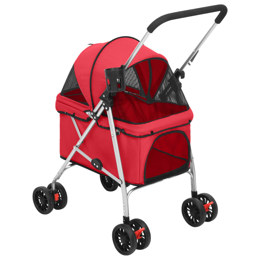 vidaXL Folding Dog Stroller Red 76x50x100 cm Oxford Fabric