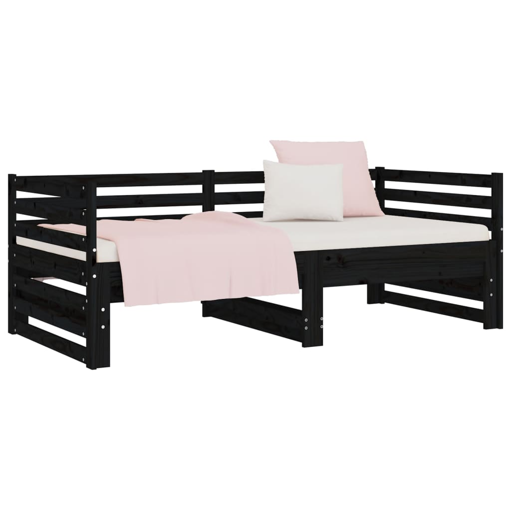 vidaXL Pull-out Day Bed without Mattress Black 2x(90x190) cm