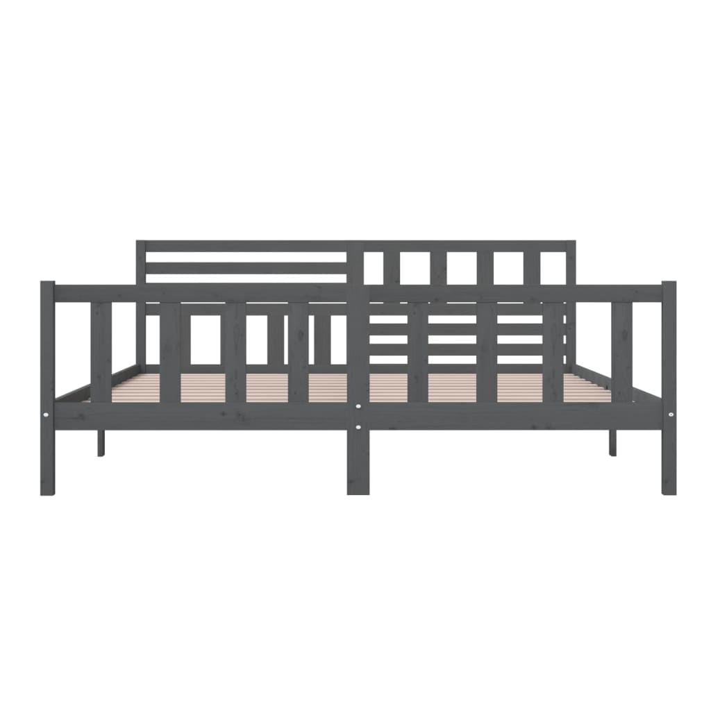 vidaXL Bed Frame without Mattress Grey Solid Wood 200x200 cm (810104+814166)