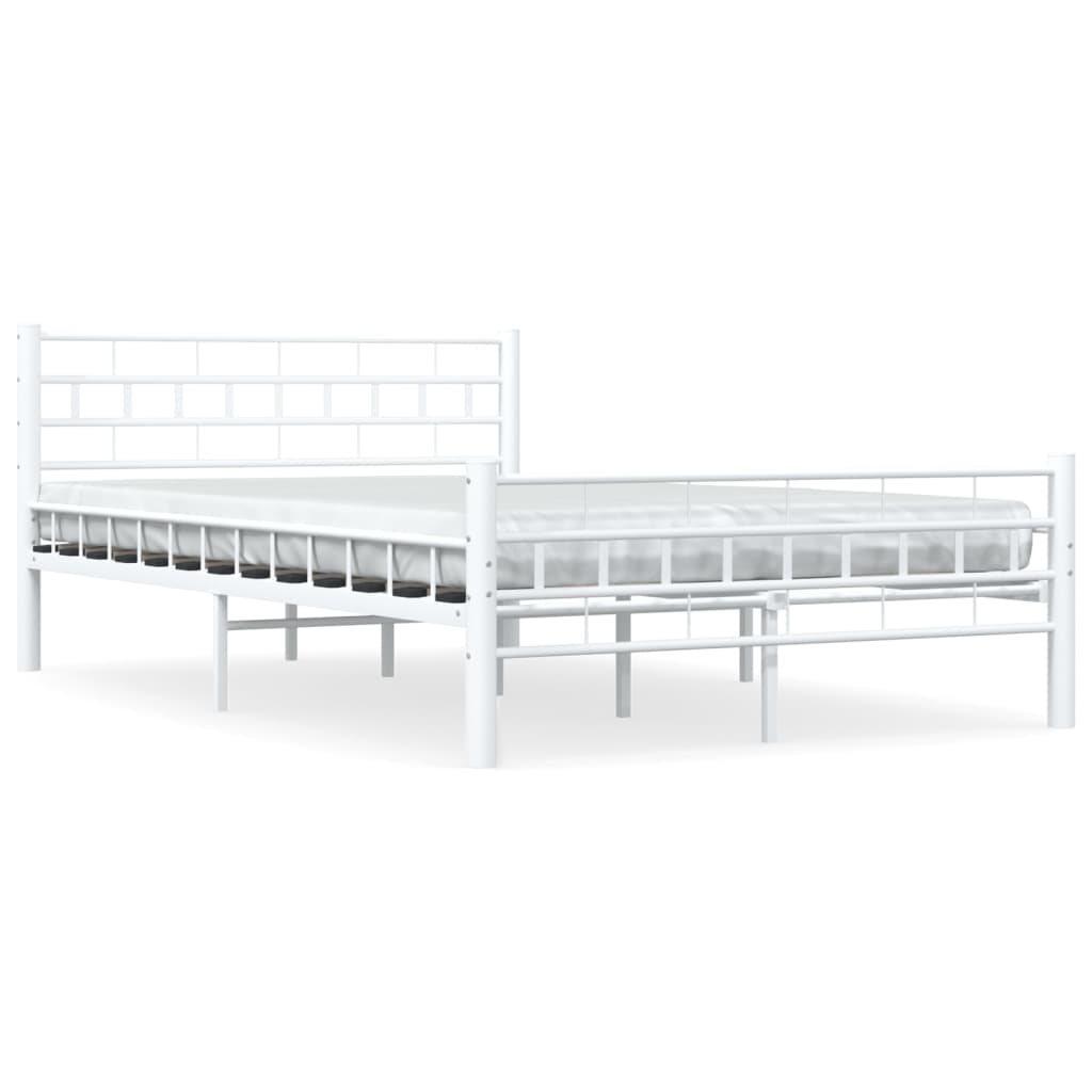 vidaXL Bed Frame White Metal 140x200 cm