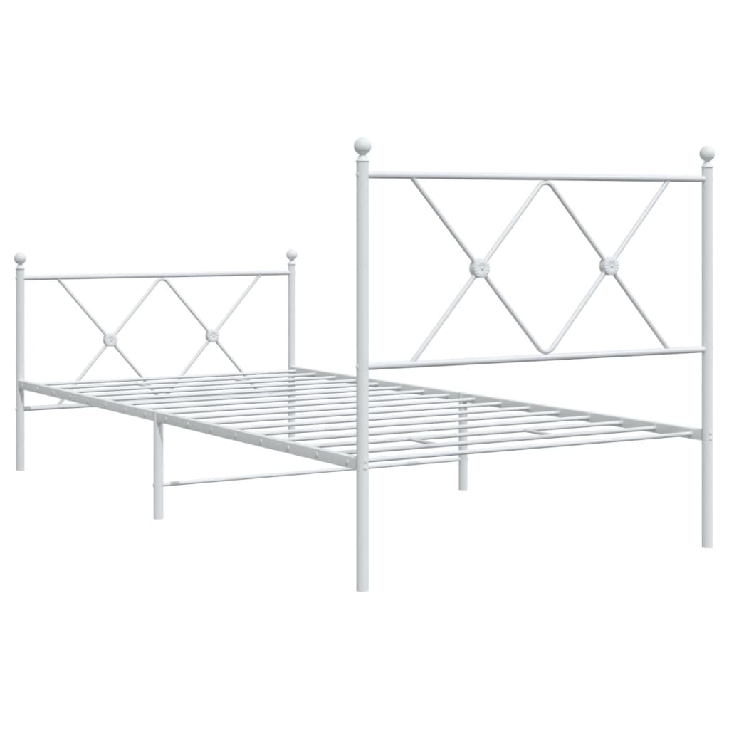 vidaXL Metal Bed Frame without Mattress with Footboard White 90x200 cm