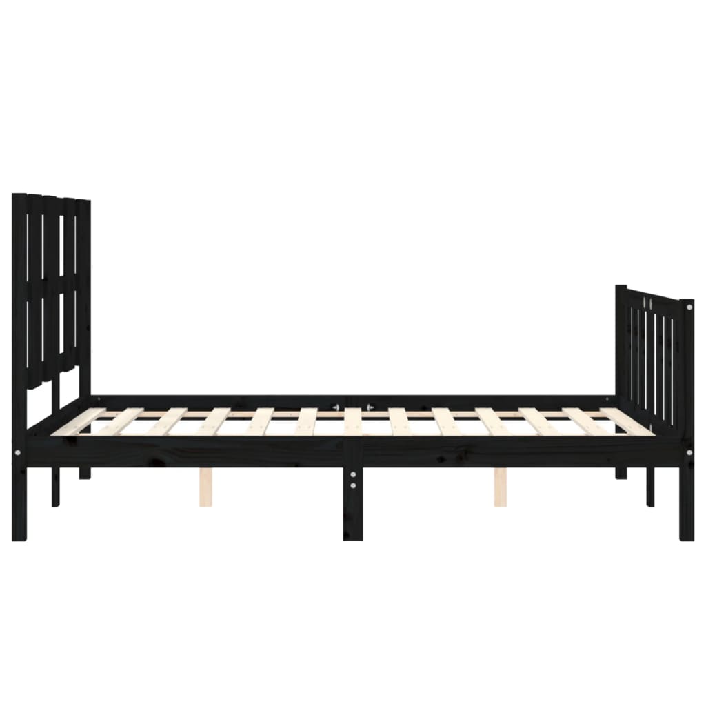 vidaXL Bed Frame without Mattress Black 140x200 cm Solid Wood Pine