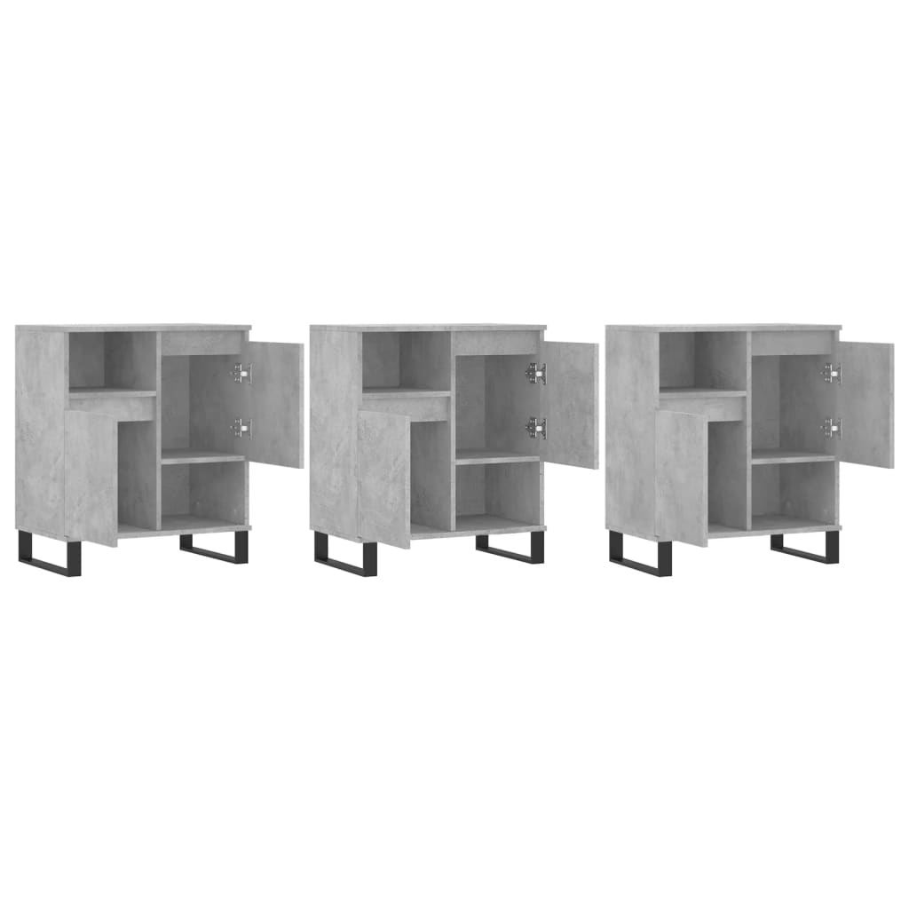 vidaXL Sideboards 3 pcs Concrete Grey Engineered Wood