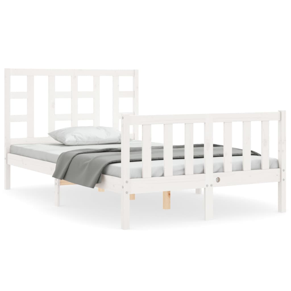 vidaXL Bed Frame without Mattress White Small Double Solid Wood Pine