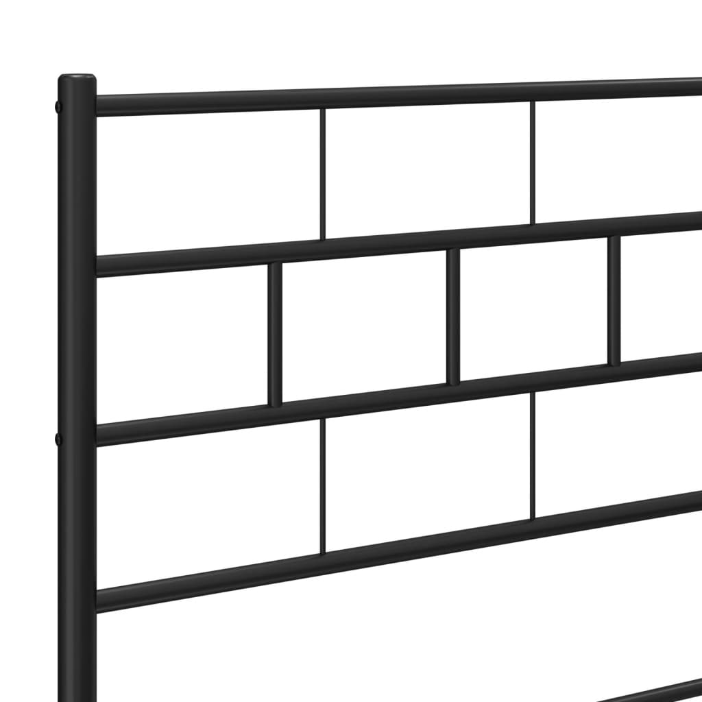 vidaXL Metal Bed Frame without Mattress with Headboard Black 183x213 cm