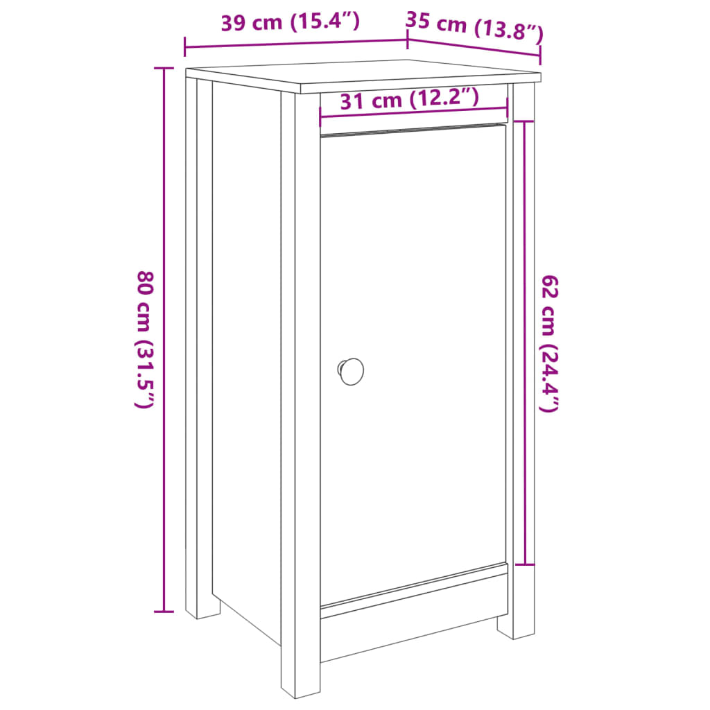 vidaXL Sideboards 2 pcs White 39x35x80 cm Solid Wood Pine