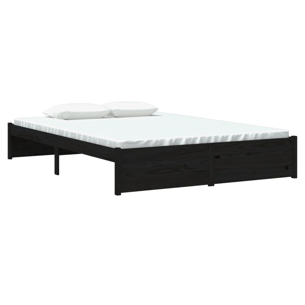 vidaXL Bed Frame without Mattress Black Solid Wood 140x200 cm