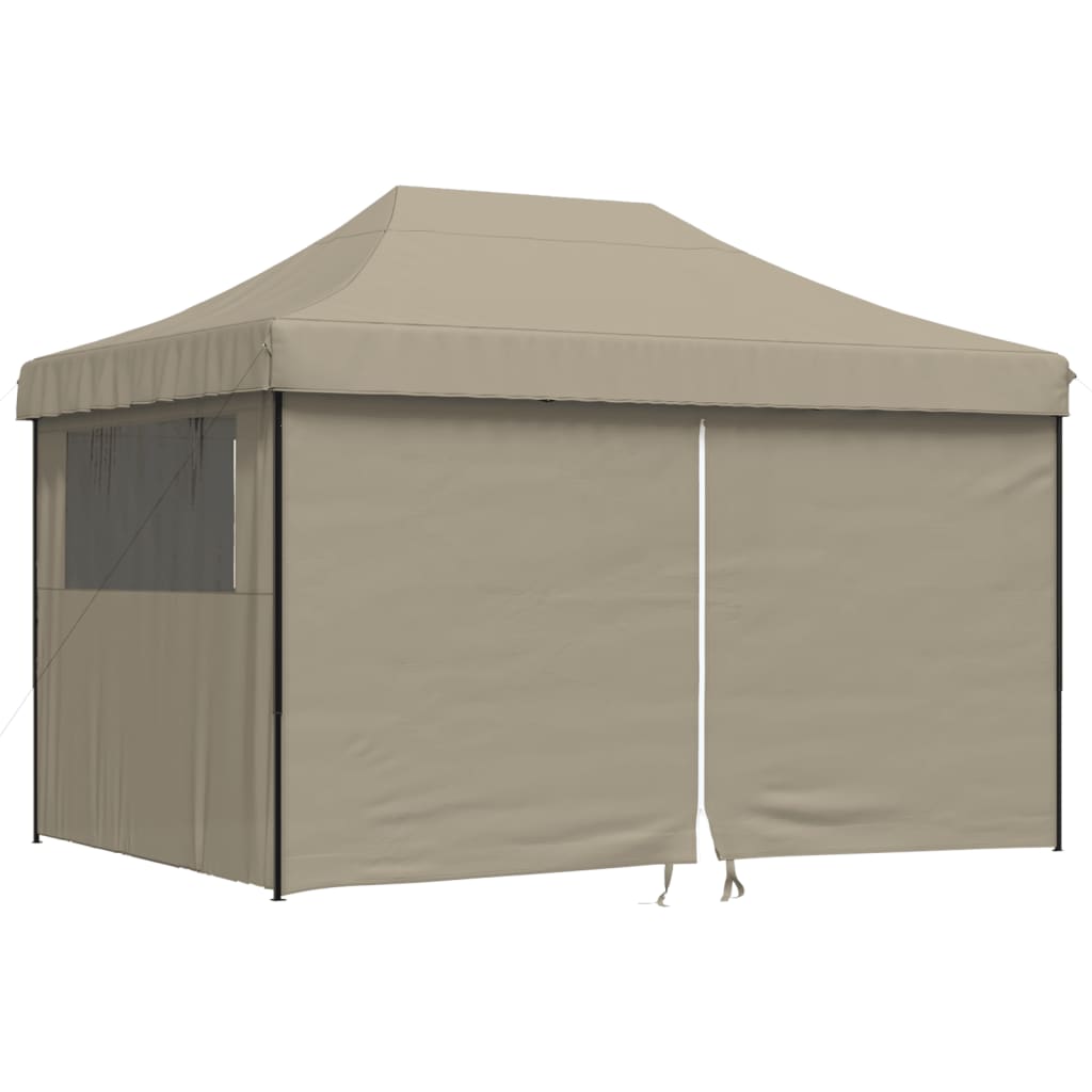 vidaXL Foldable Party Tent Pop-Up with 4 Sidewalls Taupe