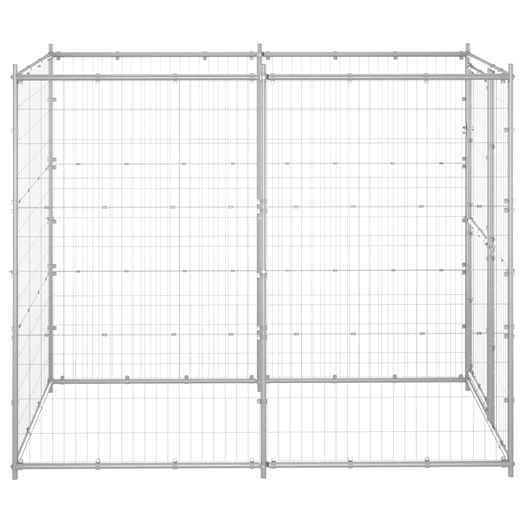 vidaXL Outdoor Dog Kennel Galvanised Steel 110x220x180 cm