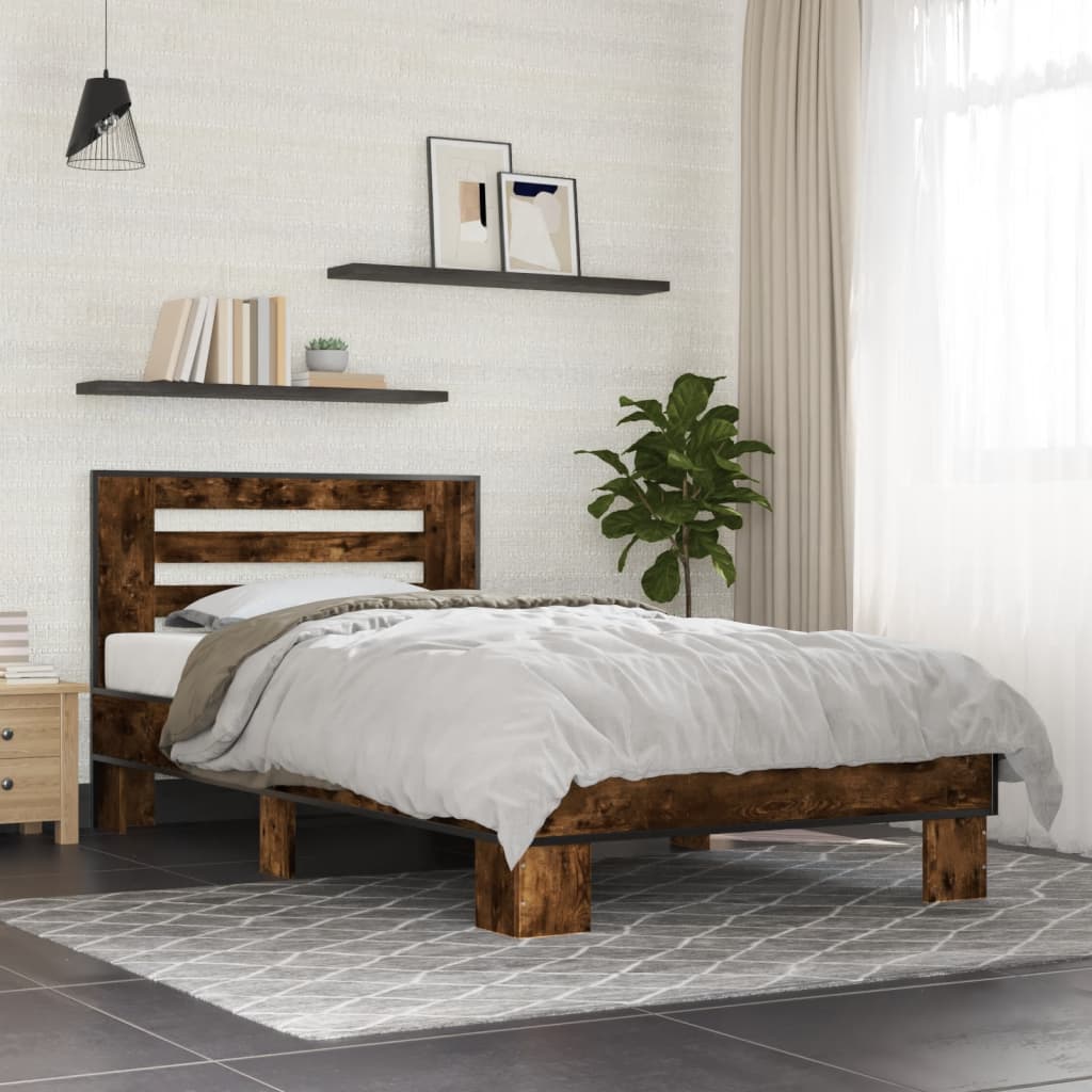 vidaXL Bed Frame without Mattress Smoked Oak 100x200 cm