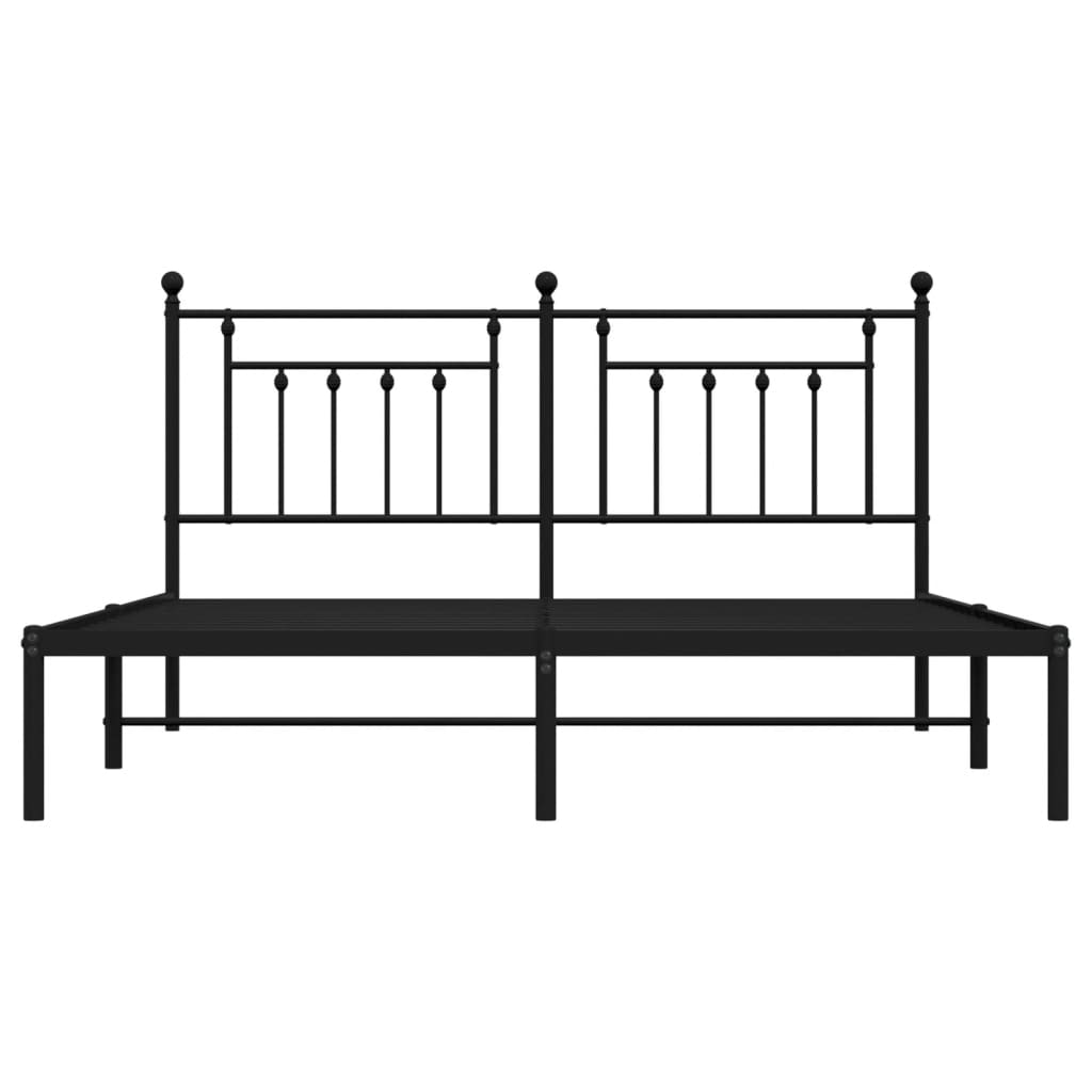 vidaXL Metal Bed Frame without Mattress with Headboard Black 183x213 cm