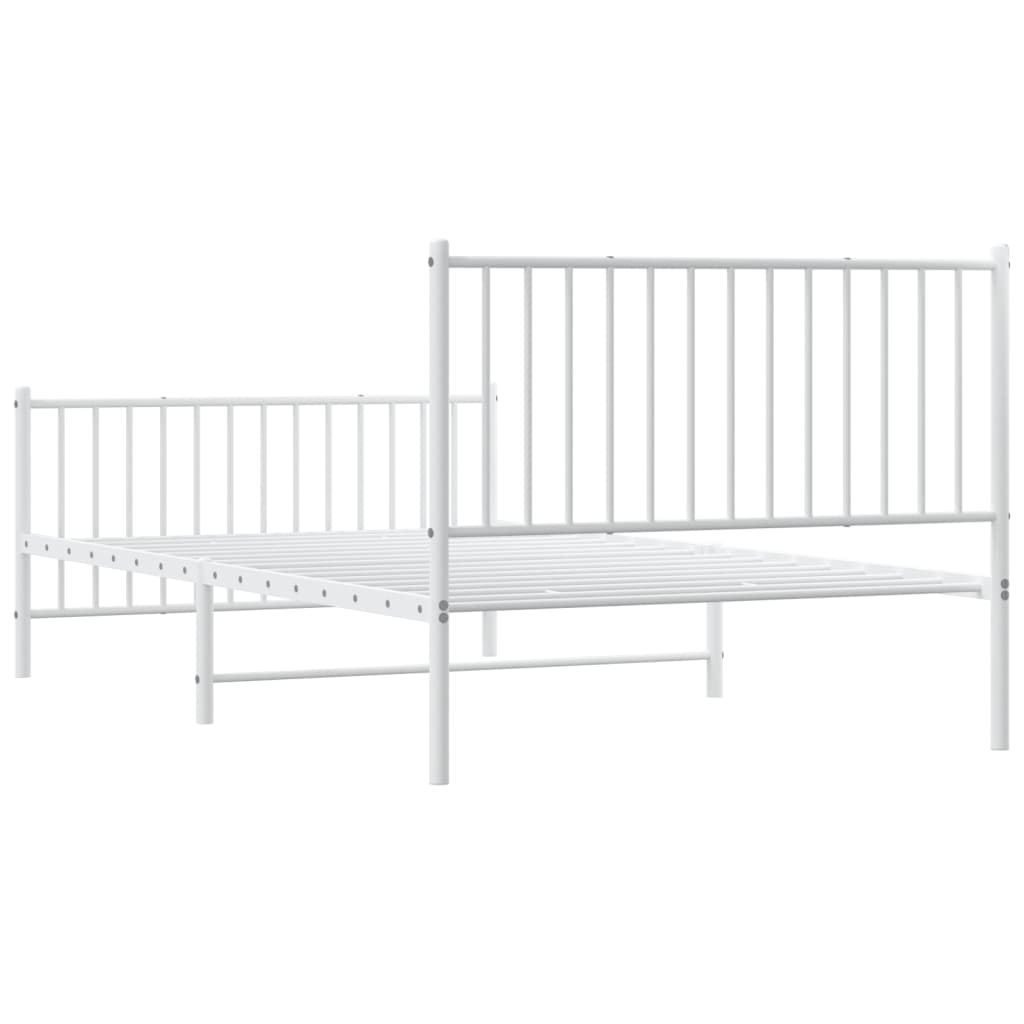 vidaXL Metal Bed Frame without Mattress with Footboard White 107x203 cm