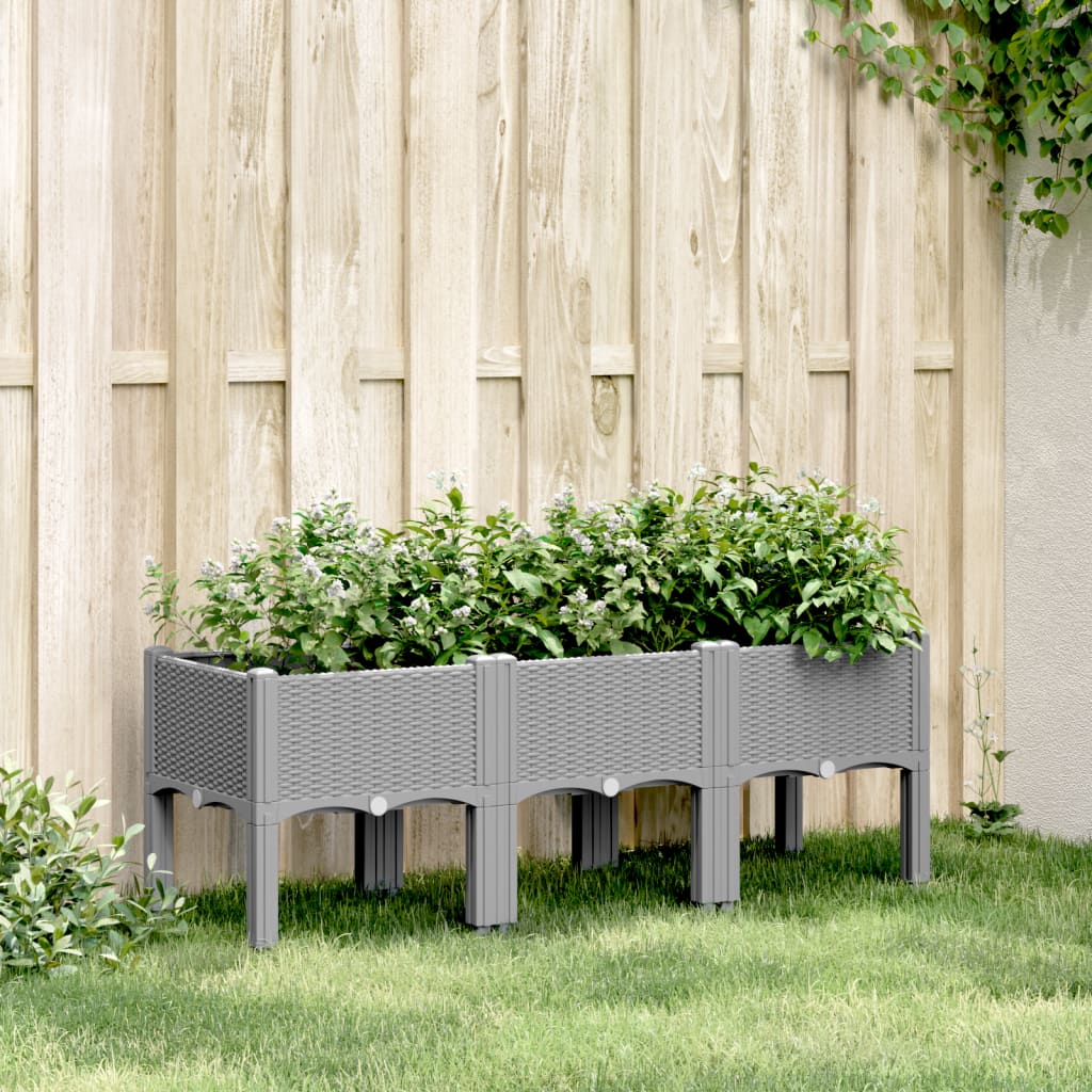 vidaXL Garden Planter with Legs Light Grey 120x40x42 cm PP