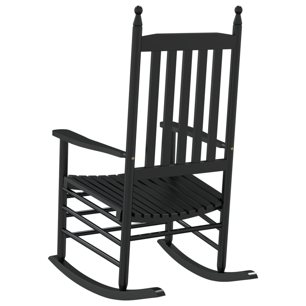 vidaXL Rocking Chair with Curved Seat Black Solid Wood Poplar