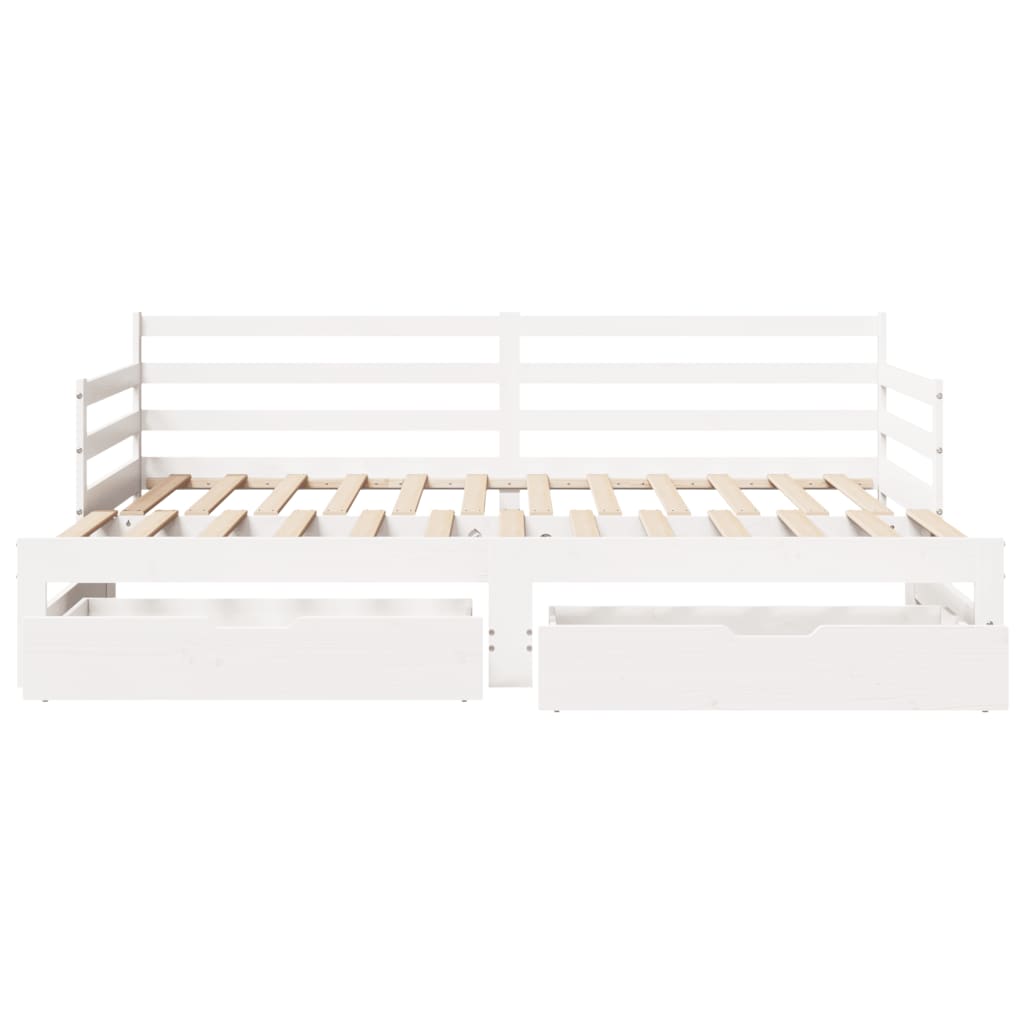 vidaXL Daybed with Trundle and Drawers without Mattress White 90x190 cm Single