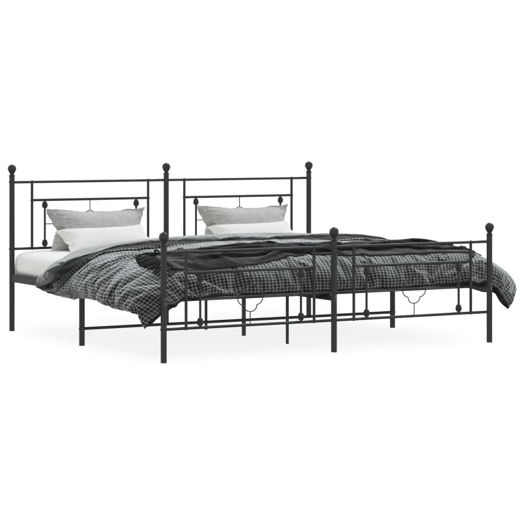 vidaXL Metal Bed Frame without Mattress with Footboard Black 200x200 cm