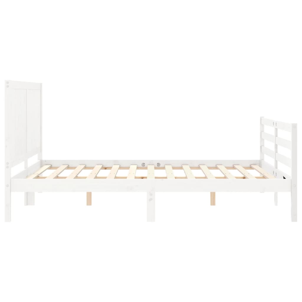 vidaXL Bed Frame without Mattress White King Size Solid Wood