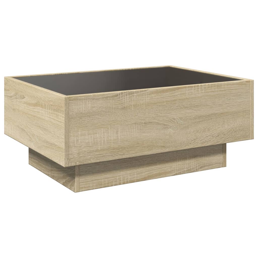 vidaXL Coffee Table with LED Sonoma Oak 70x50x30 cm Engineered Wood