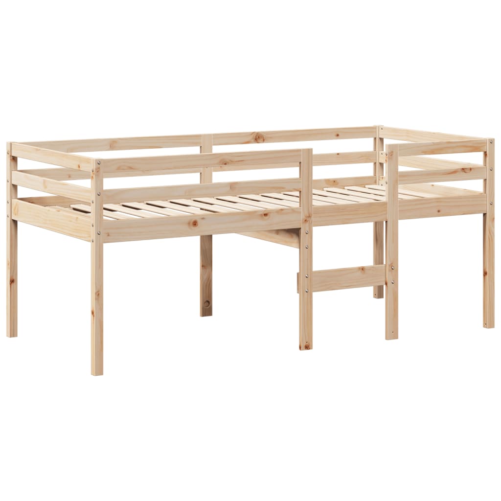 vidaXL High Sleeper Bed without Mattress 75x190 cm Small Single Solid Wood Pine