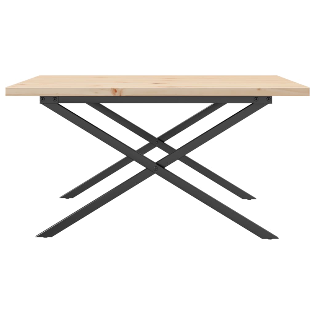 vidaXL Coffee Table X-Frame 80x80x45.5 cm Solid Wood Pine and Cast Iron